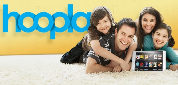Hoopla logo and happy family